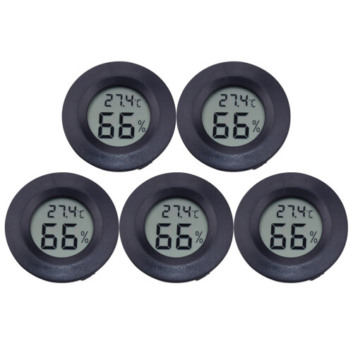 unbranded 5 PC Thermometer Hydrometer Humidity Reptile Hygrometer Black