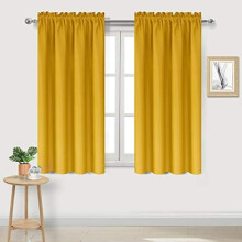 Yellow Blackout Curtains – Thermal Insulated, Energy Saving, Privacy, 42x45", Set of 2, Compatible with Standard Rods