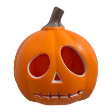 Pequeñas linternas de calabaza de plástico aterradoras para Halloween: decoración hueca brillante para exteriores/interiores, compatible con