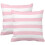 Housse de coussin à rayures roses et blanches 30 x 50 cm 1
