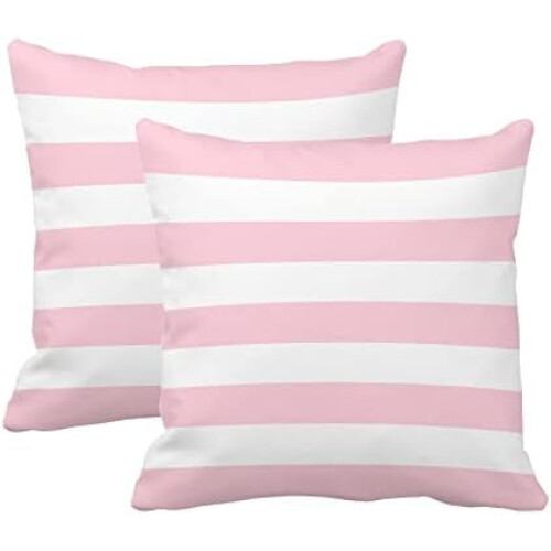 Housse de coussin à rayures roses et blanches 30 x 50 cm