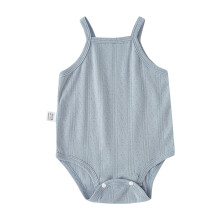 Abverkaufte ärmellose, einfarbige Strampler, Größe 0-3 Monate, Unisex-Neugeborenen-Strampler – Blau (66)