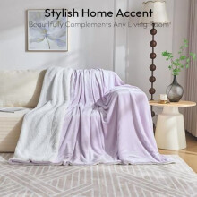 Warm Sherpa Blanket for Couch, Soft Fleece Twin Size for Winter, Fuzzy Plush Throw Gift for Women, Lavender 60x80 Inches