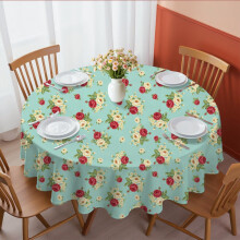 Pioneer Flower Floral Print Pattern Round Tablecloth 60 X 60 Inch, Wrinkle Resistant Wipeable Table Cloth for Kitchen Dining Picnic Patio Party