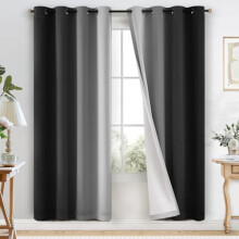Rideaux occultants à 100 % pour chambre à coucher, dos blanc, double couche thermique et antibruit, style œillets (52 x 72 pouces, 2 panneaux)