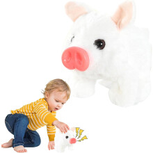 Electric Pig Plush Toy with Sound and Movement White
