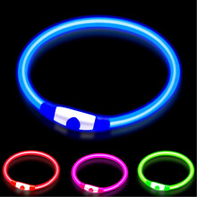 LED Dog Collar,Glow Light Collar for Dogs,Ultra Bright USB Rechargeable Cut to Fit Any Size - Rechargeable Battery - Increased Visibility & Safety Fo