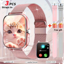 Unisex-Smartwatch mit 4,65 cm (1,83 Zoll) Touchscreen – Kabellose Anrufe/Benachrichtigungen, verschiedene Sportmodi, USB-Aufladung, für iOS und
