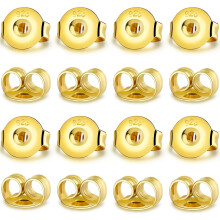 Butterfly Earring Backs,18K Yellow Gold Plated Earring Backs Replacements Hypoallergenic Secure Earring Backs for Studs (8 Pair)