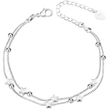 Bracelet à breloques avec étoiles et perles pour femme - Bracelet à maillons ajustable - Cadeau idéal pour adolescentes