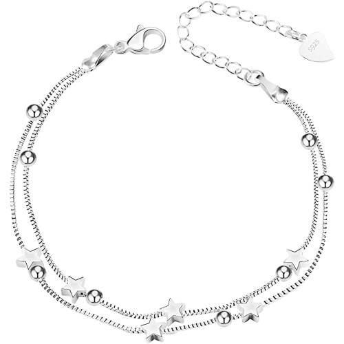 Βραχιόλι Charm Link με Αστέρια και Χάντρες για Γυναικεία, Δώρο με Αλυσίδα Charm για