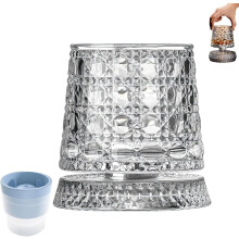 Verre à whisky rotatif en cristal, verre à vin pivotant à 360 (10 x 8,8 cm), compatible avec le whisky et le vin, pour les anniversaires et les