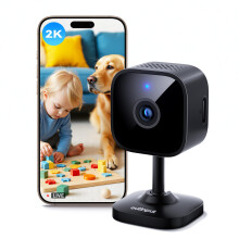 Outinput 2K 3MP Indoor Security Camera, Dog Home Cameras, WiFi Baby Monitor with Night Vision, Motion/Sound Detection,