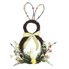 Easter Bunny Wreath with Eggs Rattan Berries 12 inch