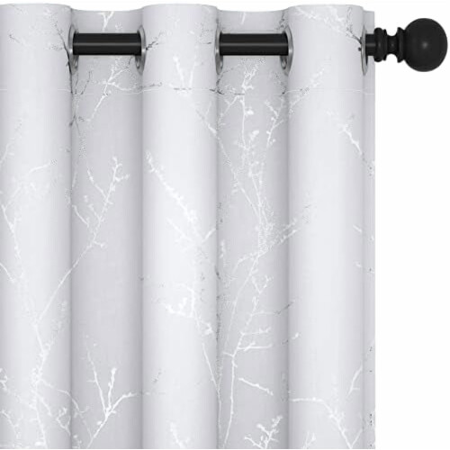 Greyish White Thermal Soundproof Curtains with Silver
