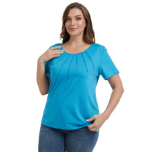 Bluzki damskie w dużych rozmiarach z krótkim rękawem, swobodne, z nadrukiem kwiatowym/w jednolitym kolorze, bluzki plisowane XL-5XL