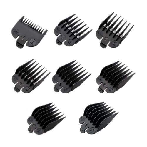 Κιτ κουρείου Black8Piece με βάση για χτένες τοποθέτησης μαλλιών και χτένες