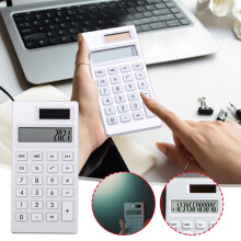 Calculator de birou drăguț cu 12 cifre, LCD mare, butoane mari, 4 funcții, alimentare solară + baterie - Compatibil cu copii și școala de acasă