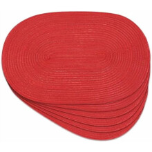 Set van 6 ovale gevlochten placemats, 30x45 cm, antislip, wasbaar, hittebestendig, voor eetkamer/keuken/feestjes (glanzend rood)