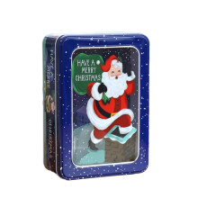 MOQIN Christmas Cookie Tins with Lids, Square Metal Candy Boxes (5.9"x2"x5.9"), Holiday Gift & Party Favors
