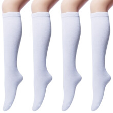 Kniehoge sokken voor dames, witte katoenen lange tubesokken voor laarzen en buitensporten.