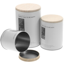 3 stuks koffieblikken met deksels, witte keukenblikken