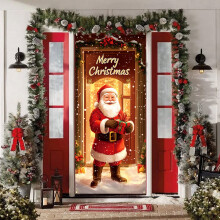 Décorations de porte de Noël, tentures murales pour la porte d'entrée, décorations de Noël à suspendre pour la maison, l'intérieur et