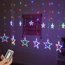Lumini cortină stelară, 138 LED-uri alimentate prin USB cu 12 stele