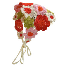 Gehäkeltes Bandana, Kopftuch, gestrickter Haarschal, Boho-Vintage-Stirnband, dreieckiges Haargummi, handgefertigtes florales Haarband