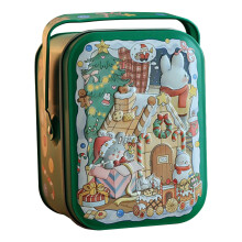 MOQIN Christmas Cookie Tins with Lids – Round Metal Tins for Cookies, Candy, Food Gifts – Xmas Party Supplies