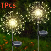 Guirlande lumineuse solaire de jardin, effet feu d'artifice, LED d'extérieur - Étanche IP65, 8 modes d'éclairage, guirlande féérique pour