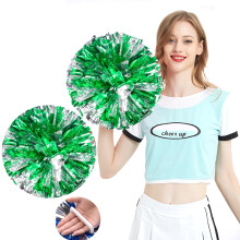 2-pak metalliske cheerleader-pomponer med robust plastikhåndtag