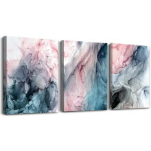 Ensemble de 3 toiles abstraites (30 x 40 cm), prêtes à accrocher – pour la décoration du salon, de la chambre, de la cuisine, du bureau et de la