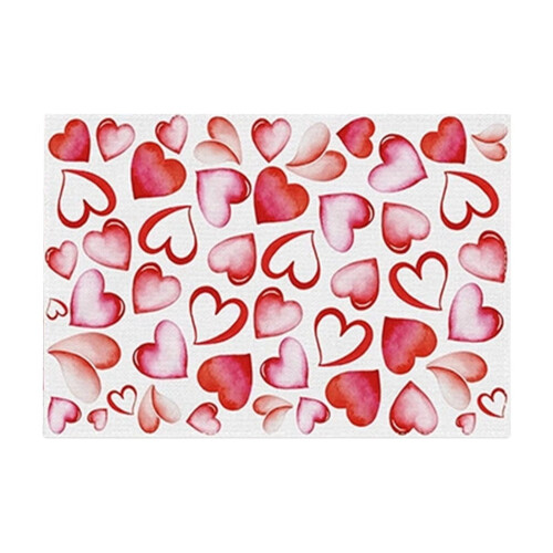 Heart-shaped polyester placemat for Valentine's Day,