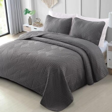 Graues, ultraschallgeprägtes Steppdecken-Set (Queen-Size)