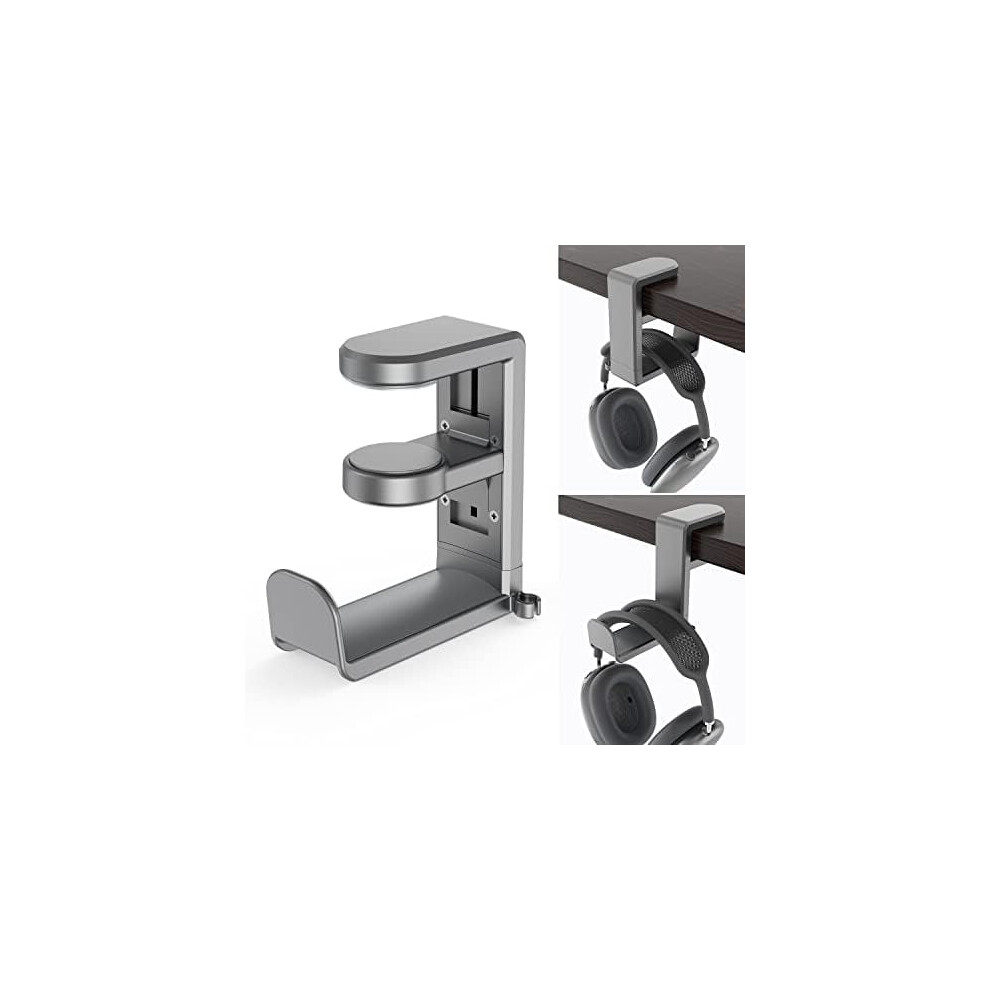 Rotating Headphone Stand - Eurpmask Pc Gaming Headset Stand, Adjustable Clamp-On Holder, 360 Swivel & Cable Clip, Space Grey 9426043480578