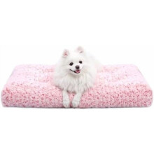 Washable Dog Bed Deluxe Plush Dog Crate Beds Comfy Kennel Pad Anti-Slip Pet Sleeping Mat for Large, Jumbo, Medium, Small Dogs Breeds, 29" x 21", Pink
