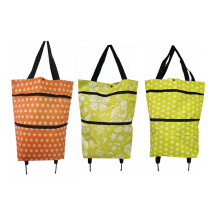 1Pcs Trolley Bags with Wheels for Travel and Shopping Trips Orange Dot Rectangular Shape
