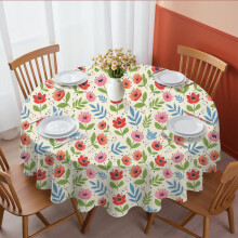 Pioneer Flower Floral Print Round Tablecloth 60x60 Inch