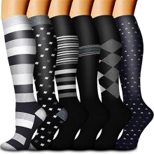 Fewfanhot wollen sokken voor dames, vochtregulerend, lichtgewicht, kniehoog, warm en comfortabel voor winterse wandelingen/fietstochten - 6 paar