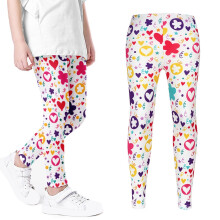 Leggings met cartoonprint voor peutermeisjes, dunne leggings in wit, geschikt voor meisjes van 5-6 jaar.
