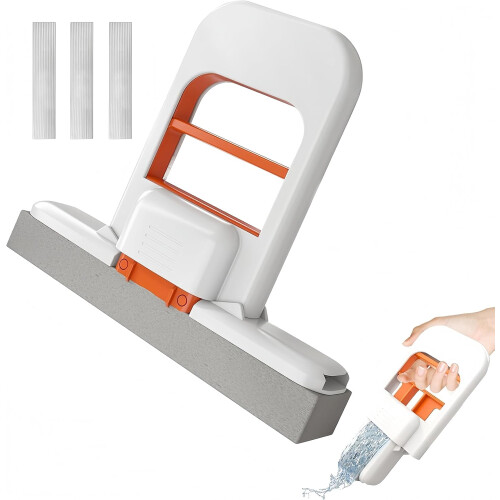 Mini foldable desktop mop with replaceable sponge head