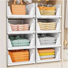 5-Pack Stackable Closet Organizer Box, Foldable & Multifunctional Storage Basket for Bathroom, Kitchen, Laundry, Wardrobe – Pink, Space-Saving