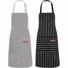 2er-Pack verstellbare Küchenschürzen aus Baumwoll-Polyester-Mischgewebe