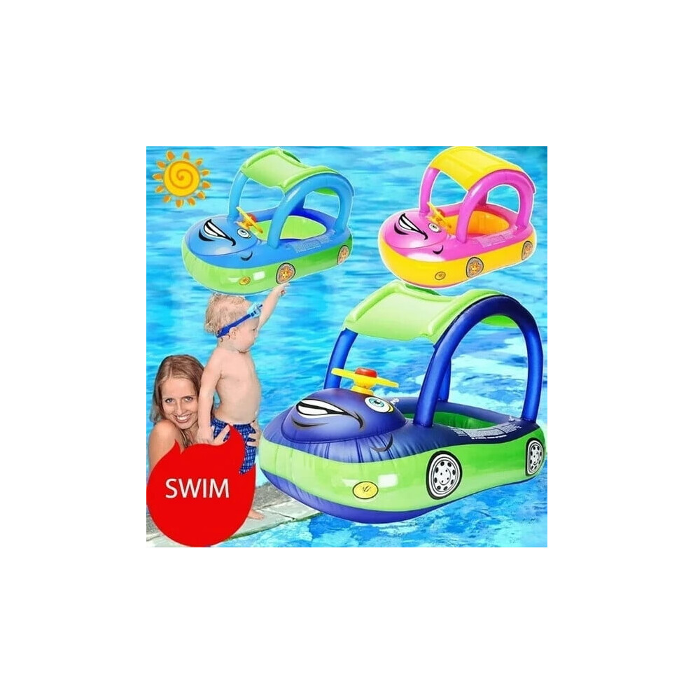 Inflatable pool float with canopy