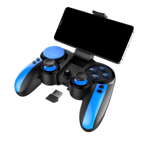 Controller di gioco wireless Bluetooth Blue Elf: connessione istantanea per iOS/Android, PUBG Mobile e Battle Royale, plug-and-play.