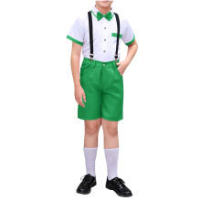Costum de vară pentru băieți, solid, casual, cu papion, set cu rever și mânecă scurtă – Verde, mărimea 11-12 ani