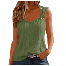 Damesblouse met ronde hals en uitgesneden bandjes voor lente/zomer – Zacht, ademend, geschikt voor casual en feestelijke gelegenheden –