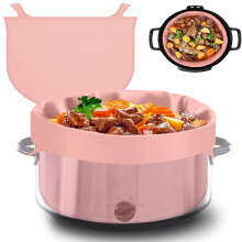 Reusable Silicone Slow Cooker Liner with Handle, Leakproof & Heat Resistant, Dishwasher Safe for 8QT Pot, Compatible with Crock-Pot