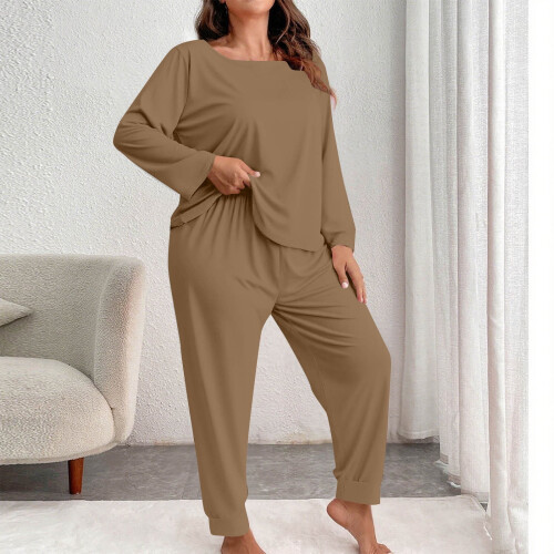 Dame Pyjamassett med lange ermer i plussstørrelse